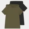 Friboo BOYS HOODED TEE 2 PACK - T-Shirt Print - Khaki/black, Kinder -Günstiges Friboo Geschäft 19a4925896ba45ab9887020b4262183d