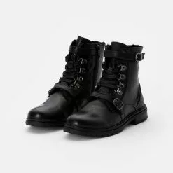 Friboo LEATHER BOOTIES - Schnürstiefelette - Black, Kinder -Günstiges Friboo Geschäft 2d12b5045920449296581aff582aecdb