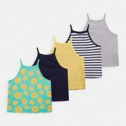 Friboo STRAPPY VEST 5 PACK - Top - Multi-coloured - 917_yellow - 202_dark Blue - 503, Kinder